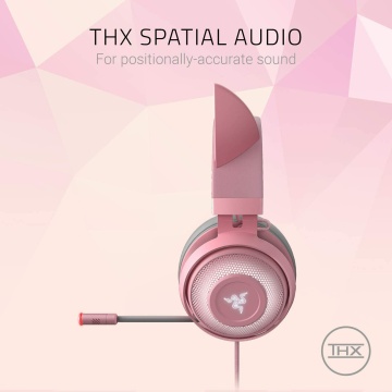 Razer Kraken Kitty Gaming Headset RGB Chroma THX Spatial Audio 7.1 Pink Quartz – Bild 2