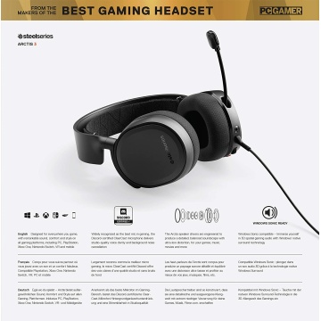 SteelSeries Arctis 3 Gaming Headset klinke Sonic Raumklang PC PS4 Xbox schwarz – Bild 2