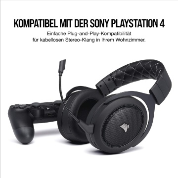 Corsair HS70 Gaming Headset Kabellos 7.1 Surround Sound PC PS4 Wireless schwarz – Bild 4