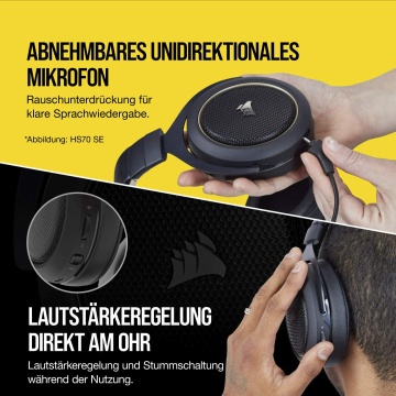 Corsair HS70 Gaming Headset Kabellos 7.1 Surround Sound PC PS4 Wireless schwarz – Bild 6