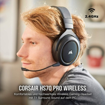 Corsair HS70 Pro Wireless Gaming Headset 7.1 Surround Sound leicht PC PS4 gelb – Bild 8