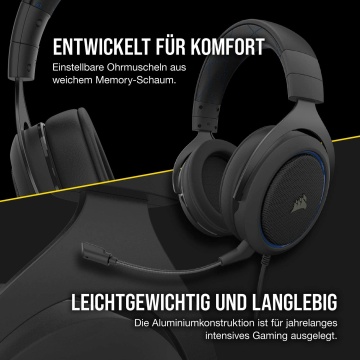 Corsair HS50 Pro Stereo Gaming Headset Abnehmbares Rauschunterdrückung Mikrofon für PC Xbox One PS4 Switch und Mobilgeräte blau – Bild 7