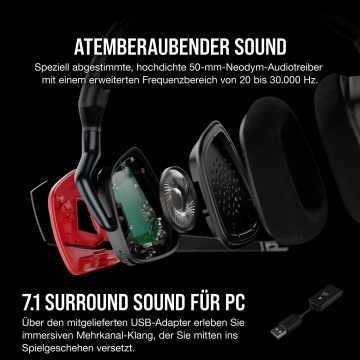 Corsair VOID ELITE Surround Gaming Headset 7.1 Surround Sound PC Xbox PS4 rot – Bild 8