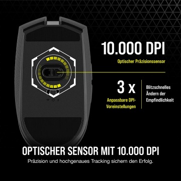 Corsair KATAR PRO WIRELESS Gaming Maus Optischer Sensor 1 ms Wireless Technologie – Bild 4