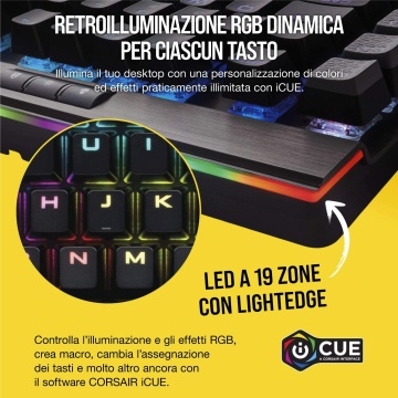 Corsair K95 RGB Platinum Tastiera Meccanica Gaming Cherry MX Speed Retroilluminato RGB, Italiano QWERTY, Nero – Bild 6