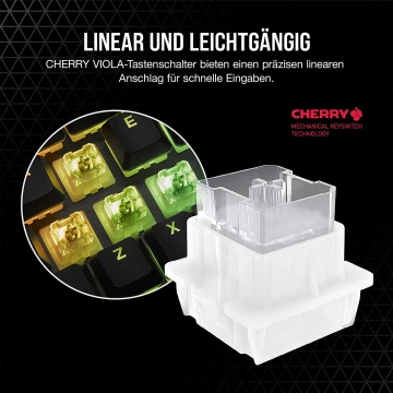 Corsair K60 RGB PRO Mechanische Gaming-Tastatur CHERRY VIOLA Switches RGB Beleuchtung QWERTZ schwarz – Bild 7