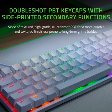 Razer Huntsman Mini Mercury Gaming Tastatur Red Switch opto mechanische Schalter QWERTY US-Layout Weiß – Bild 3