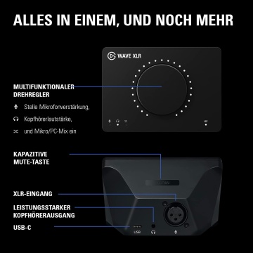 Elgato Wave XLR Audiomixer und Vorverstärker für XLR Mikro Interface-Steuerung 48 V Phantomspeisung Mac PC – Bild 2