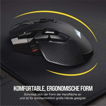 Corsair Ironclaw Wireless RGB Wiederaufladbare Optisch Gaming Maus mit Slipstream Technologie 18.000 DPI Optisch Sensor RGB LED Hintergrundbeleuchtung Schwarz – Bild 3